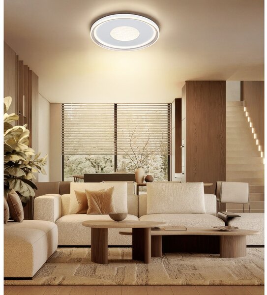 Globo 48558-60 LED přisazené stropní svítidlo EILA | 60W integrovaný LED zdroj | 6100lm | 2700-6000K | dálkové ovládání | stmívač | bílá