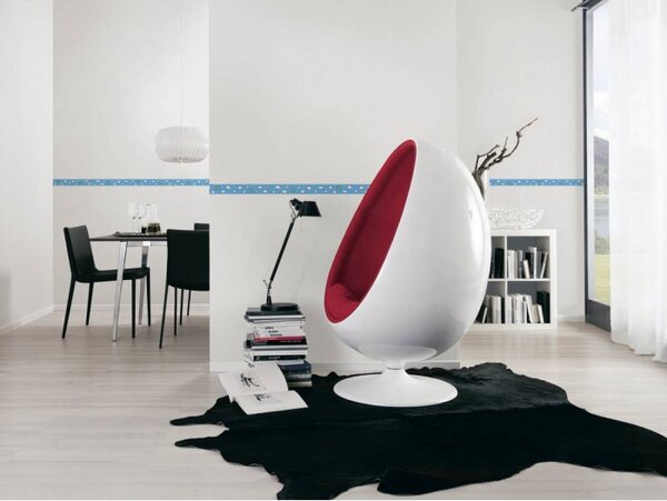 A.S. Création | Vinylová bordura na zeď Only Borders 36859-1 | 5 cm x 5 m | modrá, bílá, žlutá, černá, metalická