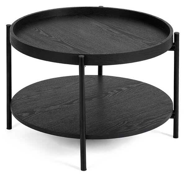 Černý kulatý konferenční stolek v dekoru dubu ø 64 cm Hagen – Bonami Essentials