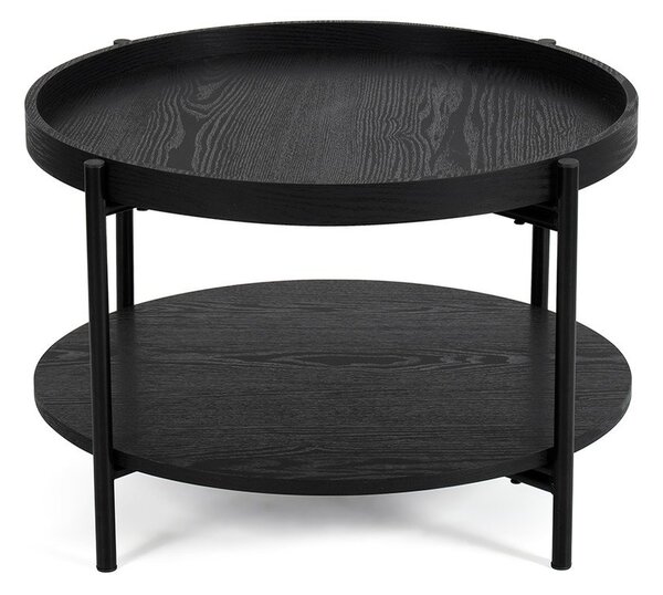 Černý kulatý konferenční stolek v dekoru dubu ø 64 cm Hagen – Bonami Essentials