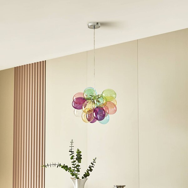 Lucande závěsné světlo Diborah, Ø 40 cm, barevné, sklo, G9, stmívatelný, Vícebarevná, Obývací pokoj / jídelna, Sklo, Design
