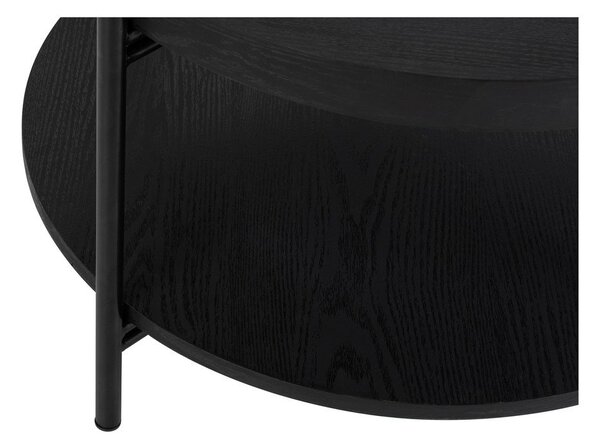 Černý kulatý konferenční stolek v dekoru dubu ø 64 cm Hagen – Bonami Essentials