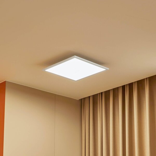 Lindby LED panel Lamin, bílý, 40 cm, stmívatelný, dálkové ovládání, stmívatelný, Bílá / opál, Obývací pokoj / jídelna, Moderní