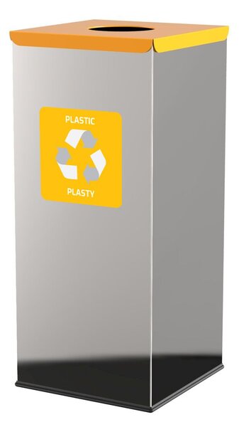 Alda Koš na tříděný odpad Eko Square 60 l, žluté víko - plast, nerez ocel, lesklá