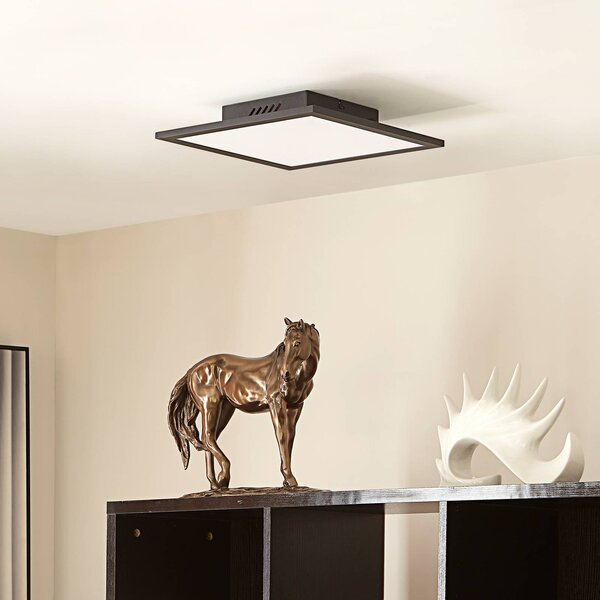 Lindby LED panel Lamin, černý, 30 cm, stmívatelný, dálkové ovládání, stmívatelný, Černá, Obývací pokoj / jídelna, Moderní