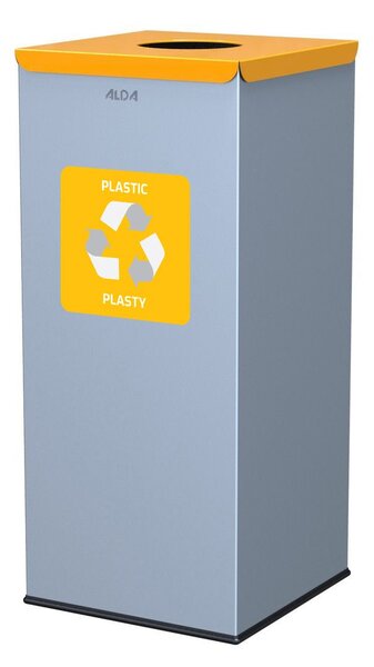 Alda Koš na tříděný odpad Eko Square 60 l, žluté víko - plast, lakovaná ocel, šedá