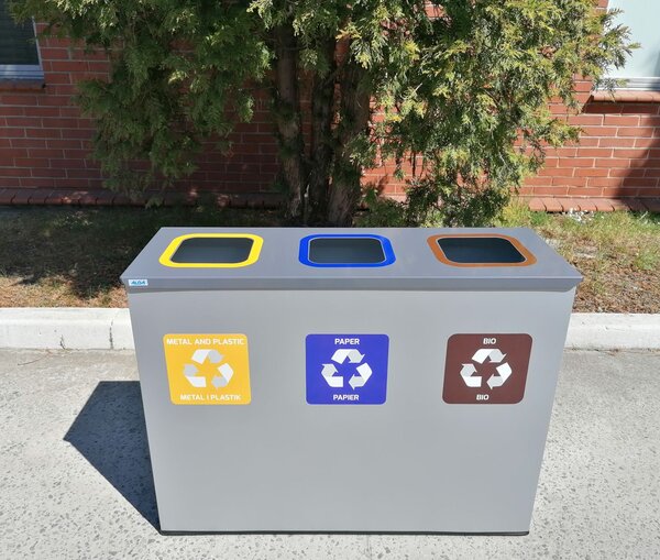 Alda Sestava na tříděný odpad Eko Station 3 x 60 l, lakovaná ocel, šedá