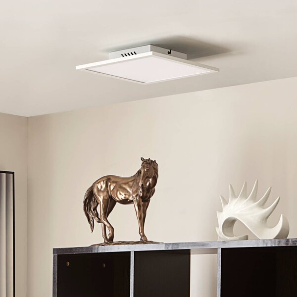 Lindby LED panel Lamin, bílý, 30 cm, stmívatelný, dálkové ovládání, stmívatelný, Bílá / opál, Obývací pokoj / jídelna, Moderní