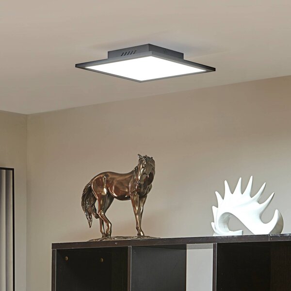 Lindby LED panel Lamin, černý, 30 cm, stmívatelný, dálkové ovládání, stmívatelný, Černá, Obývací pokoj / jídelna, Moderní