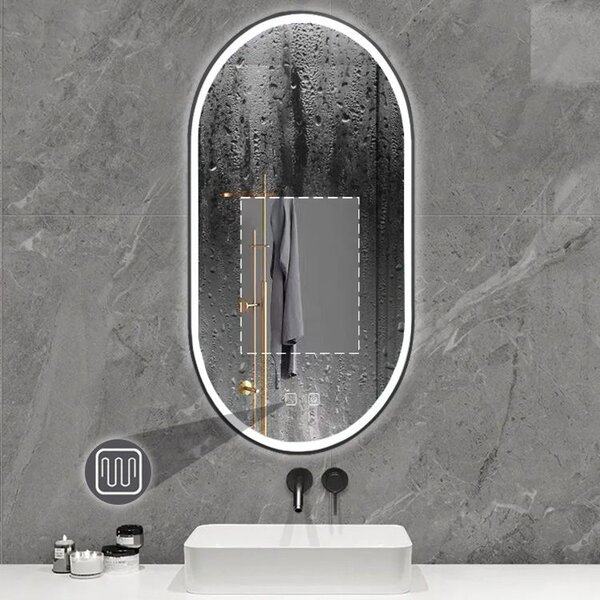 Zrcadlo LED OVL 50x100cm Black