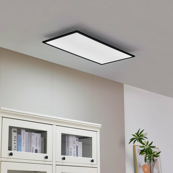 Lindby LED panel Lamin, černý, 80 cm, stmívatelný, dálkové ovládání, stmívatelný, Černá, Obývací pokoj / jídelna, Moderní
