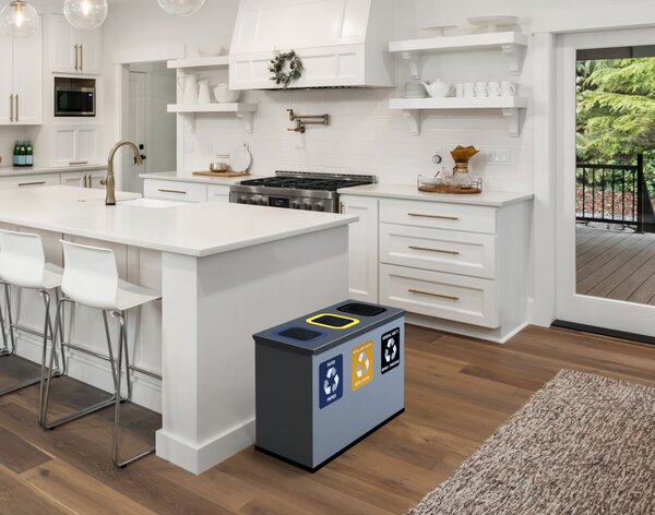 Alda Sestava na tříděný odpad Eko Station Mini 3 x 12 l, lakovaná ocel, šedá