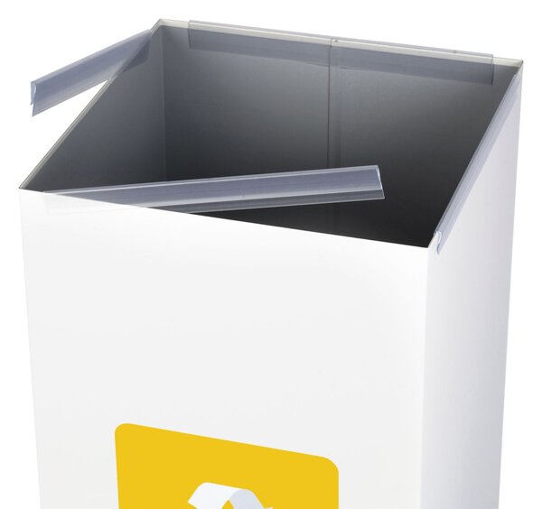 Alda Koš na tříděný odpad Eko Square Nord 60 l, žluté víko - plast, lakovaná ocel, bílá