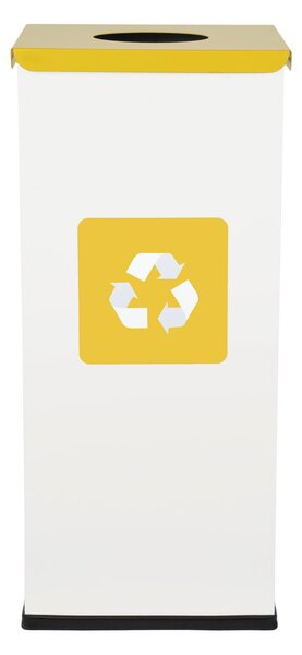 Alda Koš na tříděný odpad Eko Square Nord 60 l, žluté víko - plast, lakovaná ocel, bílá