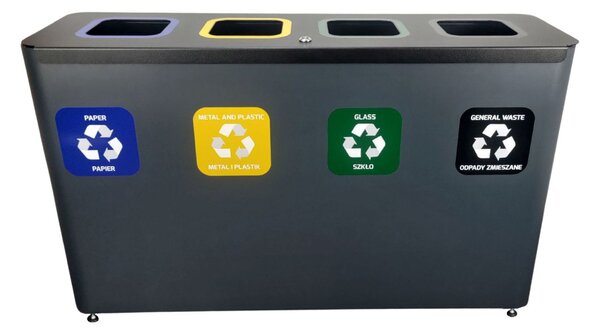 Alda Sestava na tříděný odpad Eko Star Station 4 x 60 l, lakovaná ocel, šedá