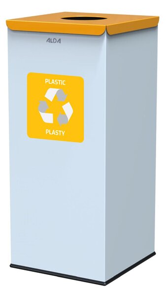 Alda Koš na tříděný odpad Eko Square Nord 60 l, žluté víko - plast, lakovaná ocel, bílá