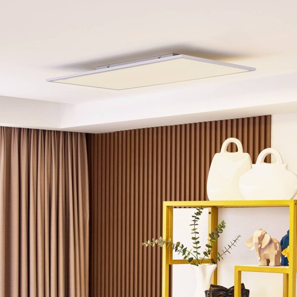 Lindby LED panel Lamin, bílý, 80 cm, stmívatelný, dálkové ovládání, stmívatelný, Bílá / opál, Obývací pokoj / jídelna, Moderní