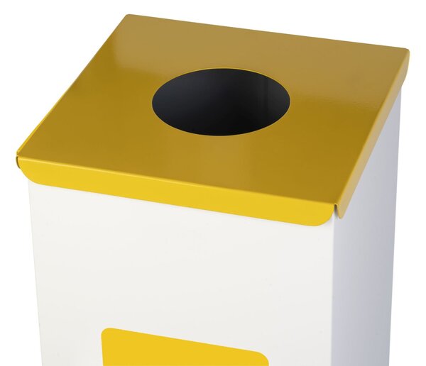 Alda Koš na tříděný odpad Eko Square Nord 60 l, žluté víko - plast, lakovaná ocel, bílá