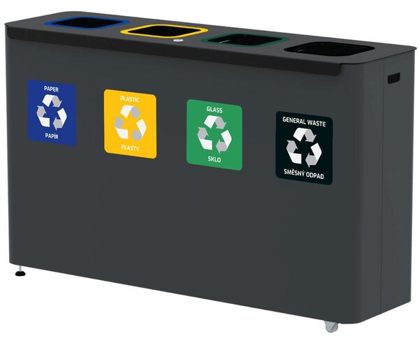 Alda Sestava na tříděný odpad Eko Star Station 4 x 60 l, lakovaná ocel, šedá