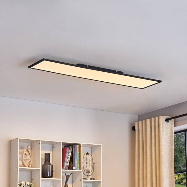 Lindby LED panel Lamin, černý, 120 cm, stmívatelný, dálkové ovládání, stmívatelný, Černá, Obývací pokoj / jídelna, Moderní