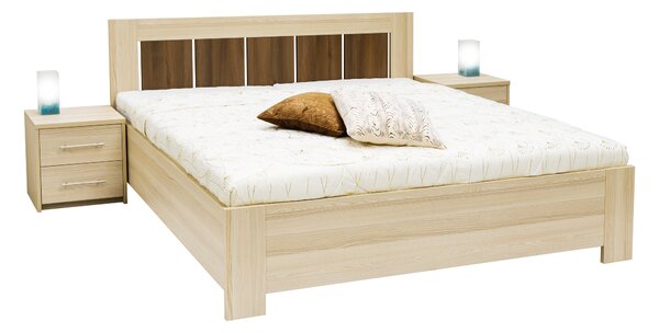 Postel AURA + 2 polohovatelné lamelové rošty Šířka 180 cm, Akácie skořice