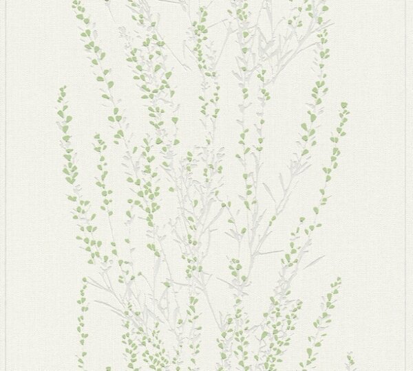A.S. Création | Vliesová tapeta na zeď Blooming 37267-2 | 0,53 x 10,05 m | krémová, zelená, metalická