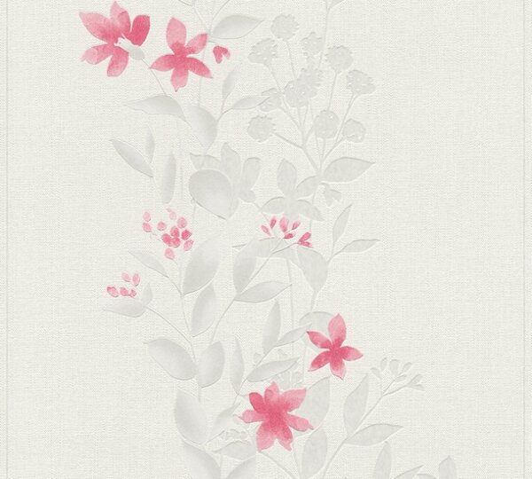 A.S. Création | Vliesová tapeta na zeď Blooming 37266-4 | 0,53 x 10,05 m | krémová, šedá, růžová