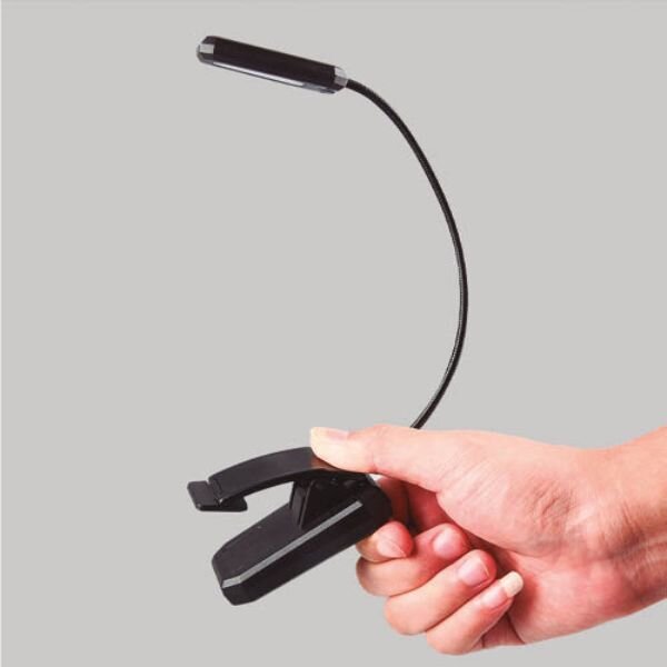 Nabíjecí LED stolní lampička GSC s klipem, 1W, 60lm, teplá, stmívatelná vypínačem, USB
