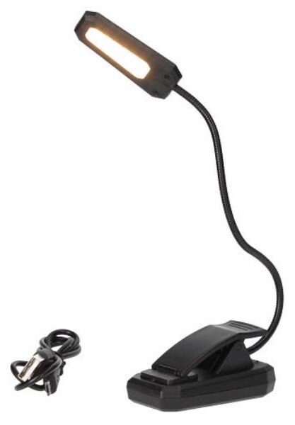 Nabíjecí LED stolní lampička GSC s klipem, 1W, 60lm, teplá, stmívatelná vypínačem, USB