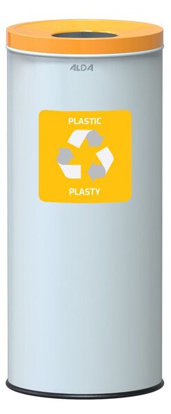 Alda Koš na tříděný odpad Eko Nord 45 l, žluté víko - plast, lakovaná ocel, bílá