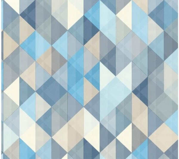 A.S. Création | Vliesová tapeta na zeď Trendwall 36786-3 | 0,53 x 10,05 m | modrá, bílá, šedá