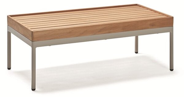 Stern Konferenční stolek malý Coco, Stern, obdélníkový 80x40x40 cm, rám hliník Greige, deska teak