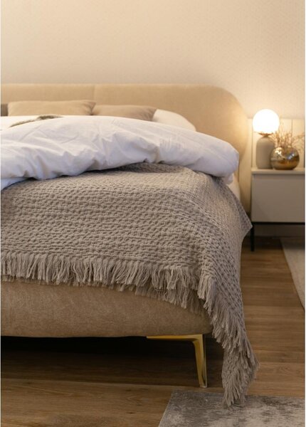 Manželská postel 140 cm Octave 140B (s roštem) (krémová + zlatá)