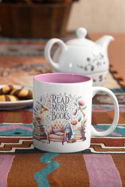 Read More Books #1 | keramický hrnek 330ml, různé barvy - Růžová světlá