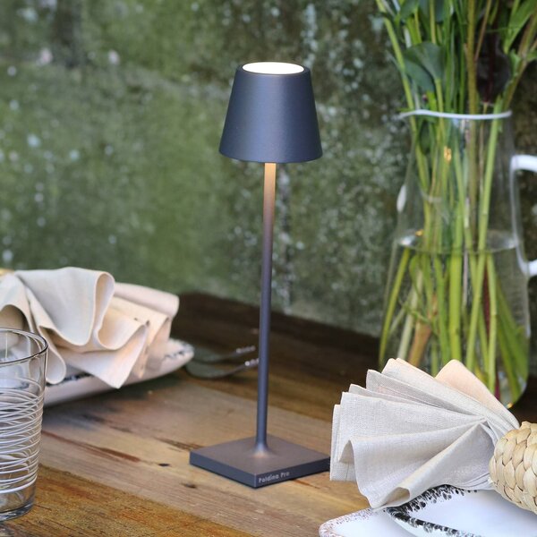 Zafferano Poldina mikro dobíjecí lampa, IP65 tmavě šedá