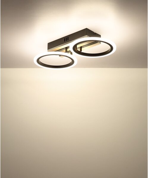 Globo 67360D2 LED přisazené stropní svítidlo BLEVINS | 15W integrovaný LED zdroj | 880lm | 3000/4000/6000K | černá