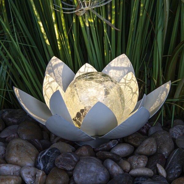 LED Solární dekorace Lotosový květ, bílá