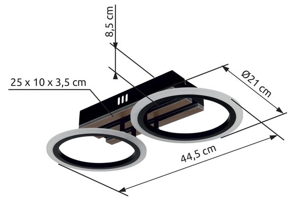 Globo 67360D2 LED přisazené stropní svítidlo BLEVINS | 15W integrovaný LED zdroj | 880lm | 3000/4000/6000K | černá