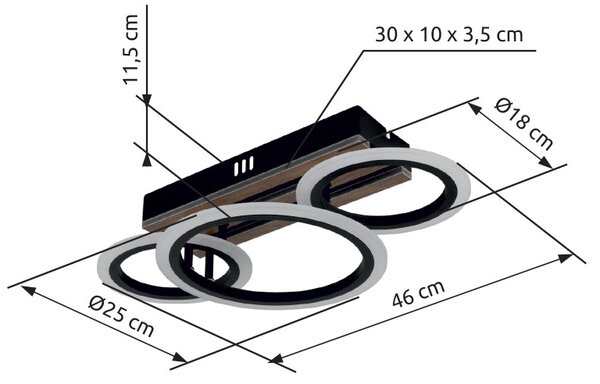 Globo 67360D3 LED přisazené stropní svítidlo BLEVINS | 21W integrovaný LED zdroj | 1210lm | 3000/4000/6000K | černá