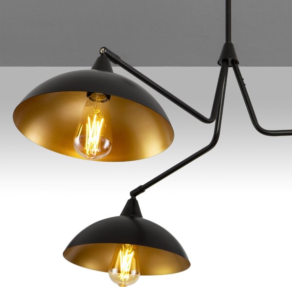 Černé kovové závěsné světlo Nova Luce Mirba II. 113 cm
