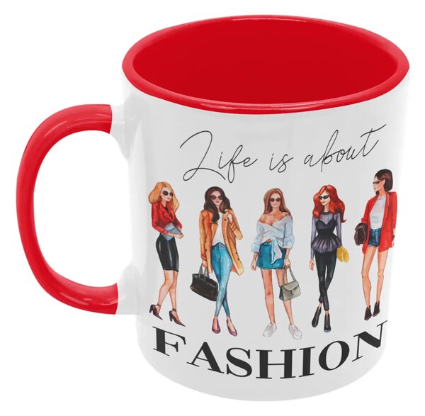 Fashion Life | keramický hrnek 330ml, různé barvy - Červená