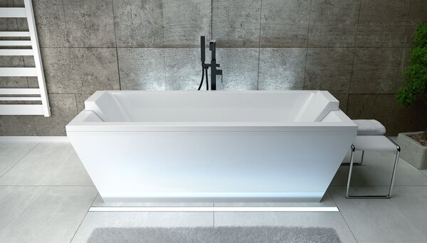 Besco Volně stojící vana ze sanitárního kompozitu Vera CC/BP 180x80, bez přepadu Rozměry (cm): 180x80, Typ a barva výpustě: Alcaplast Click-Clack s horním čištěním, černá mat