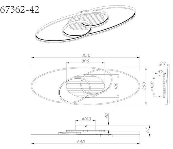 Globo 67362-42 LED přisazené stropní svítidlo TISHA | 40W integrovaný LED zdroj | 1700lm | 3000K | černá