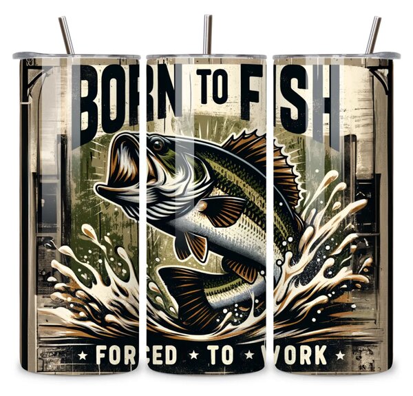 Born to Fish #1 | nerezový termohrnek 600ml s kovovým brčkem