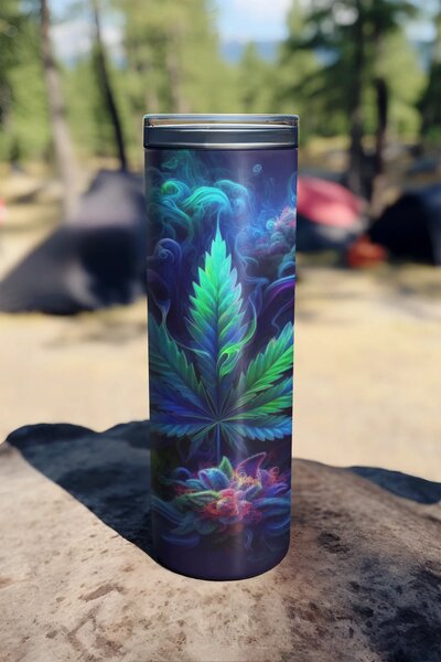 Mary Juana Leaf | nerezový termohrnek 600ml s kovovým brčkem