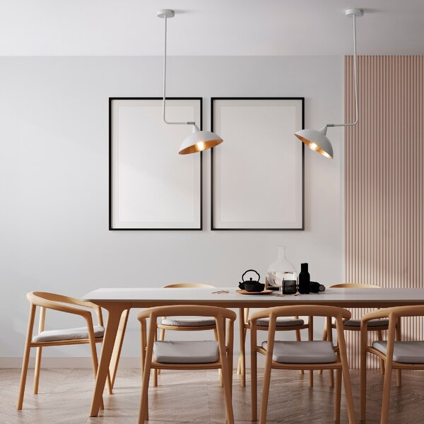 Bílé kovové závěsné světlo Nova Luce Mirba 40 cm