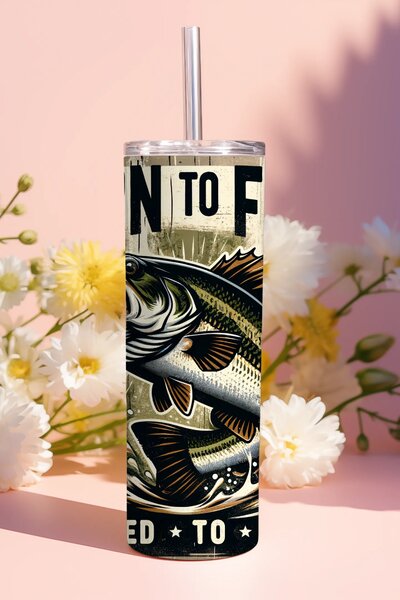 Born to Fish #1 | nerezový termohrnek 600ml s kovovým brčkem
