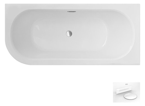 Besco Akrylátová asymetrická vana Avita Slim Plus 150x75, s přepadem Rozměry (cm): 150x75, Typ a barva výpustě: Alcaplast Click-Clack se šterbinovým přepadem, bílá, Orientace: Pravá