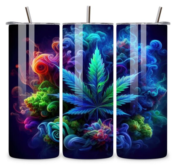 Mary Juana Leaf | nerezový termohrnek 600ml s kovovým brčkem
