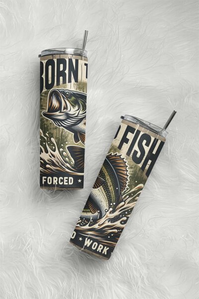 Born to Fish #1 | nerezový termohrnek 600ml s kovovým brčkem
